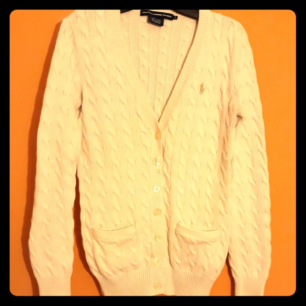 White Ralph Lauren Cable Knit cardigan